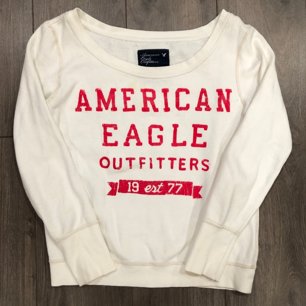 American Eagle White Crewneck